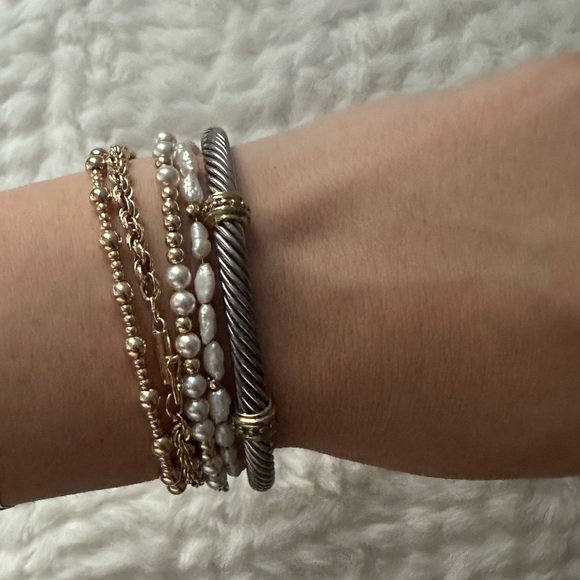 David Yurman Silver and Gold Bangle - Picture 2 of 7